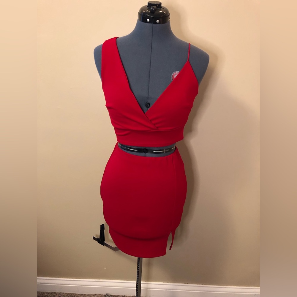 Blue blush - Red two piece set